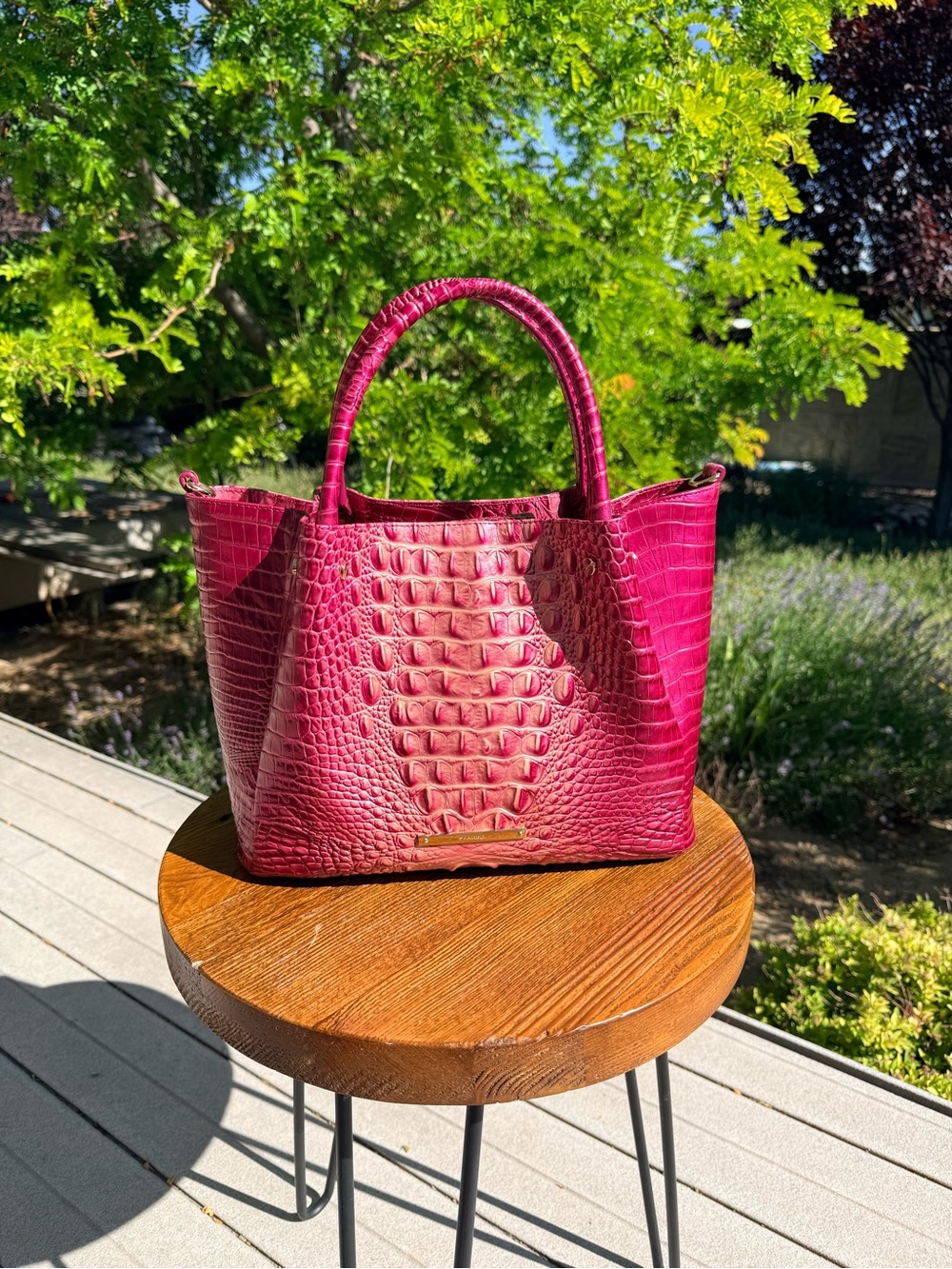 Brahmin Lotus Mallory Satchel Handbag EUC
